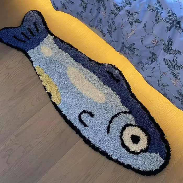 Bodenmatte in Fischform aus Kaschmir-Imitat für Schlafzimmer, Bad und Eingang – 40 × 120 cm, bedruckt, wasserdicht, rutschfest, 2 Motive