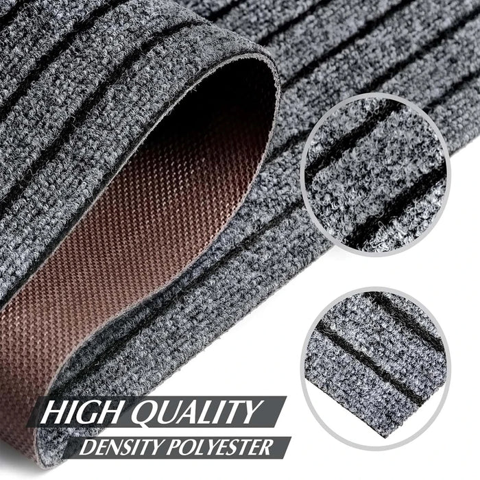 Gestreifter Läufer aus Polyester mit Gummirücken für Küche, Flur und Eingang – 40 × 80 bis 50 × 300 cm, 0,6 cm dick, rutschfest, Grau