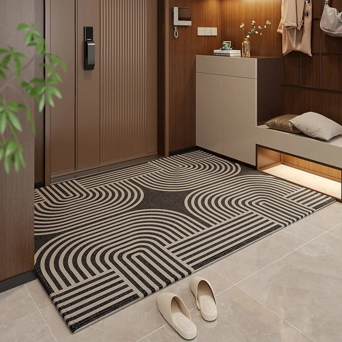 Fußmatte aus Kristallsamt im Light-Luxury-Stil für Eingang, Foyer und Wohnzimmer – 40 × 60 bis 80 × 120 cm, gestreift, rutschfest, 6 Motive