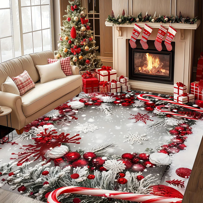 Weihnachtsteppich mit festlichem Motiv für Wohnzimmer, Schlafzimmer und Eingang – 40 × 60 bis 120 × 160 cm, weich, als Willkommensmatte, 4 Motive