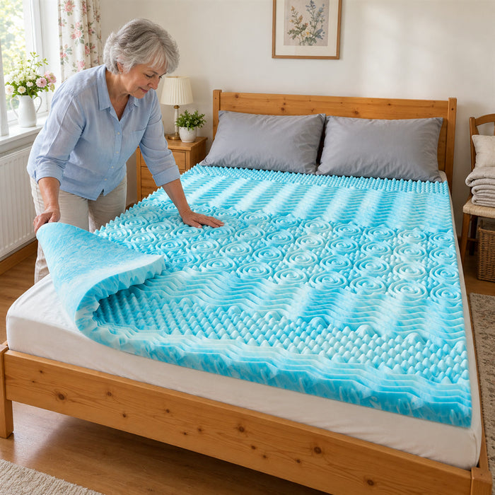 Kühlende Matratzenauflage aus Noppenschaum für Schlafzimmer und Gästebett – 5 oder 7,5 cm hoch, Full, Queen oder King, Topper