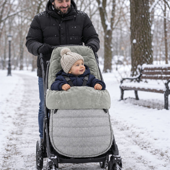 Universal-Fußsack für den Kinderwagen für Herbst und Winter – warm gefüttert, passt auf Kinderwagen und Buggy, Grau, Schwarz oder Rosa
