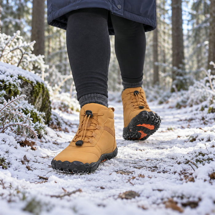 Wasserdichte Winter-Barfußschuhe mit Fleecefutter für Schnee, Regen und Alltag – Barfußschuh, Braun, Blau oder Schwarz