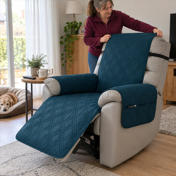 Wasserdichter Sesselschoner im Steppdesign für Relaxsessel, Fernsehsessel und Armlehnsessel – 1-Sitzer, maschinenwaschbar, Polyester, 8 Farben
