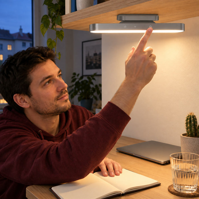 Magnetische Akku-Schreibtischlampe für Schreibtisch, Homeoffice und Esstisch – kabellose Leuchte mit Magnetbefestigung