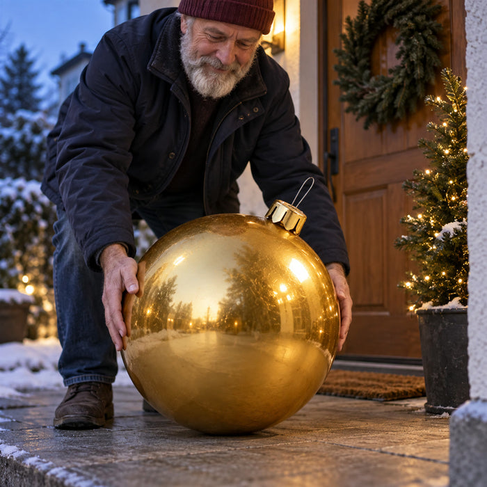 Aufblasbare Weihnachtskugel als große Deko für Garten, Eingang und Innenräume – XXL-Christbaumkugel zum Aufblasen, 8 Farben