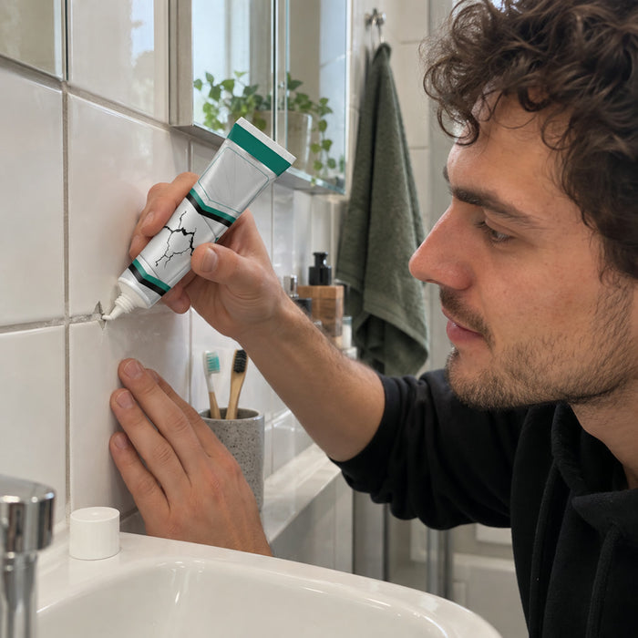 Schnell trocknende Reparaturpaste für Keramikfliesen, Waschbecken und Badewanne im Bad und in der Küche – 100-ml-Tube, für Risse und Macken, Weiß