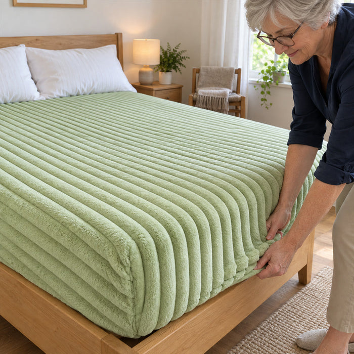 Weiches Spannbettlaken mit Rippstruktur für Matratzen jeder Höhe – 97 × 191 bis 193 × 203 cm, tiefe Taschen, knitterarm, 5 Farben