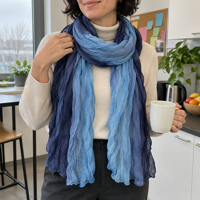 Damen-Winterschal aus Baumwolle mit Farbverlauf als Schal und Schaltuch – weich, großzügige Form, in 5 Farben