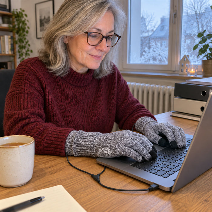 Beheizbare USB-Handschuhe mit Touch-Funktion für Büro und Homeoffice – aktive Wärme per USB, Touchscreen-tauglich