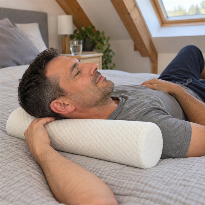 Nackenrolle aus Memory-Schaum mit Baumwollbezug für Schlaf und Ruhepausen – 45 cm lang, 8, 11 oder 15 cm breit, formanpassend, atmungsaktiv