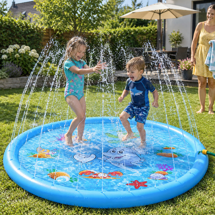 Splash Pad mit Sprinkler für Kinder für Garten und Sommer – Wasserspielmatte mit Fontänen, Planschspaß im Freien