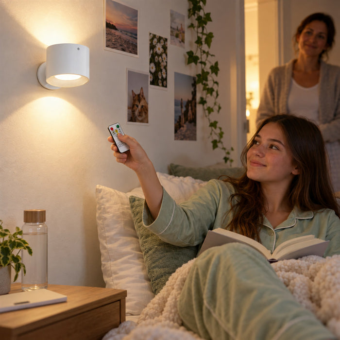 LED-Wandleuchte mit Akku für Schlafzimmer, Flur und Treppe – kabellos montierbar, in Schwarz, Weiß und Holzoptik
