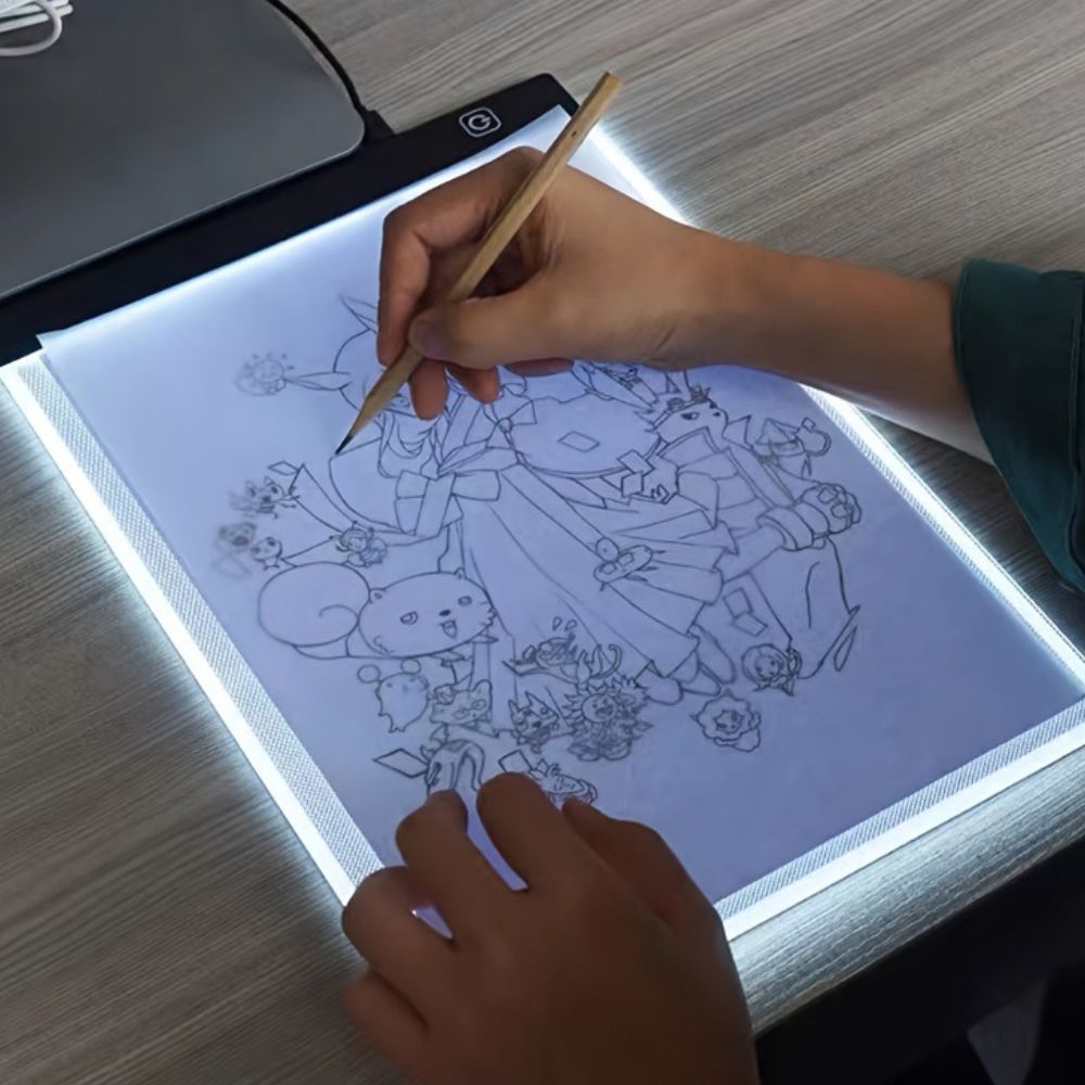 Ultradünne LED-Leuchtplatte zum Abpausen und Zeichnen für Kalligrafie und Skizzen – A4 (30 × 20 cm) oder A5 (24 × 15 cm), 3 Helligkeitsstufen, USB