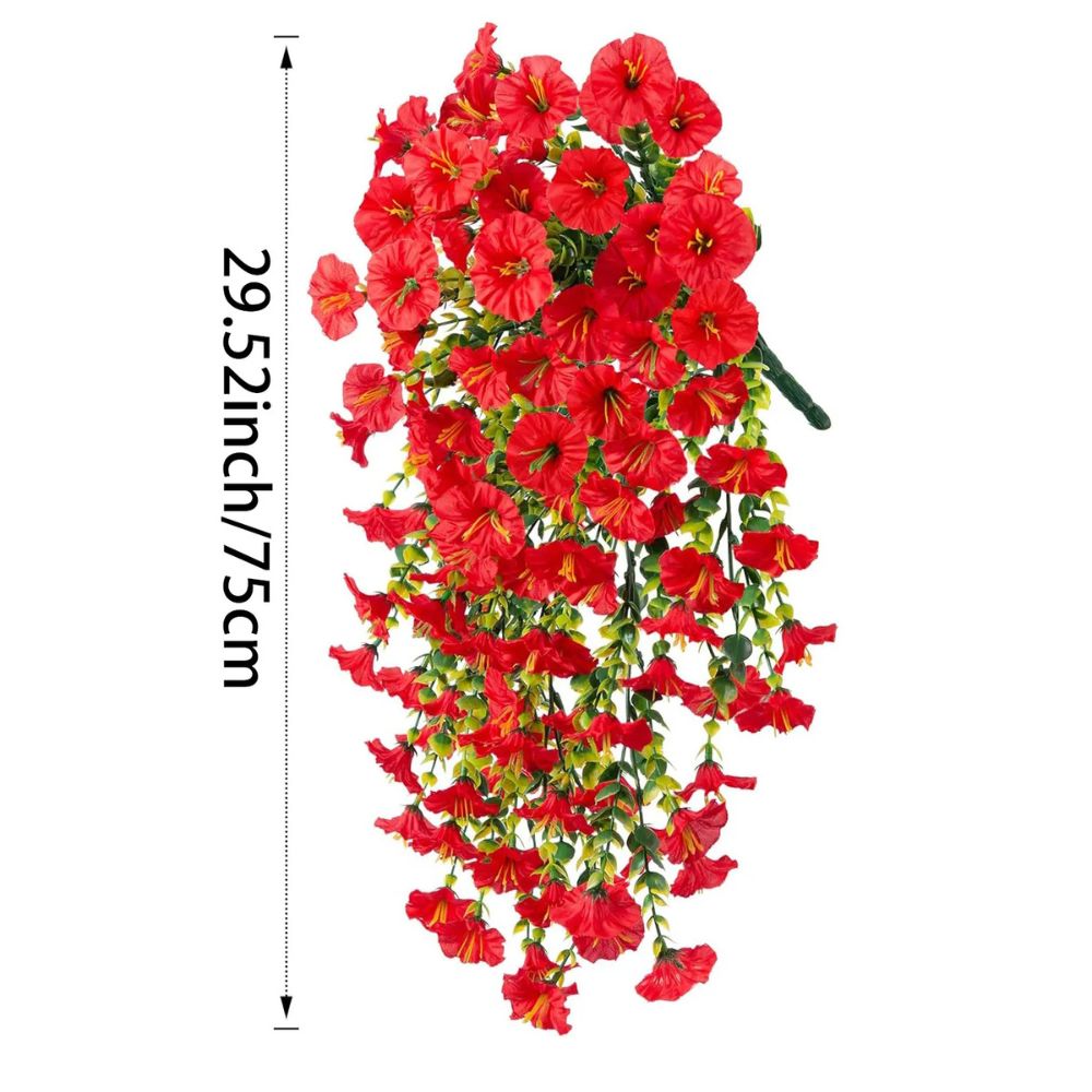 Künstliche Prunkwinde als Hängedeko für Balkon, Terrasse und Zaun – ca. 75 cm, UV-beständig, Kunststoff, 6 Farben, 2, 4 oder 10 Stück