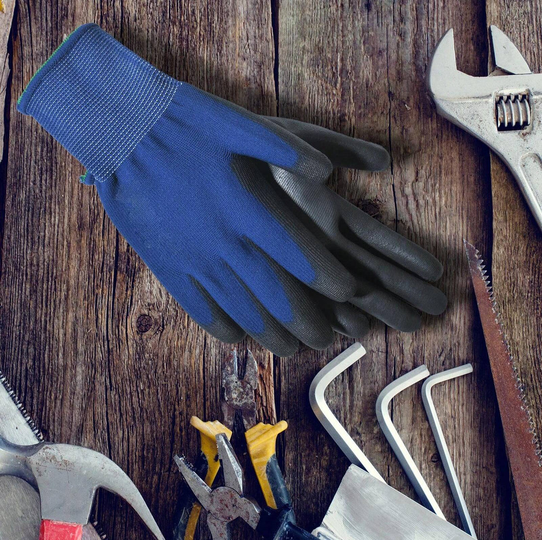 Arbeitshandschuhe mit beschichteter Handfläche im 3er-Pack für Werkstatt, Garten, Lager und Haushalt – Strick mit Griffbeschichtung, Größe S bis XXL