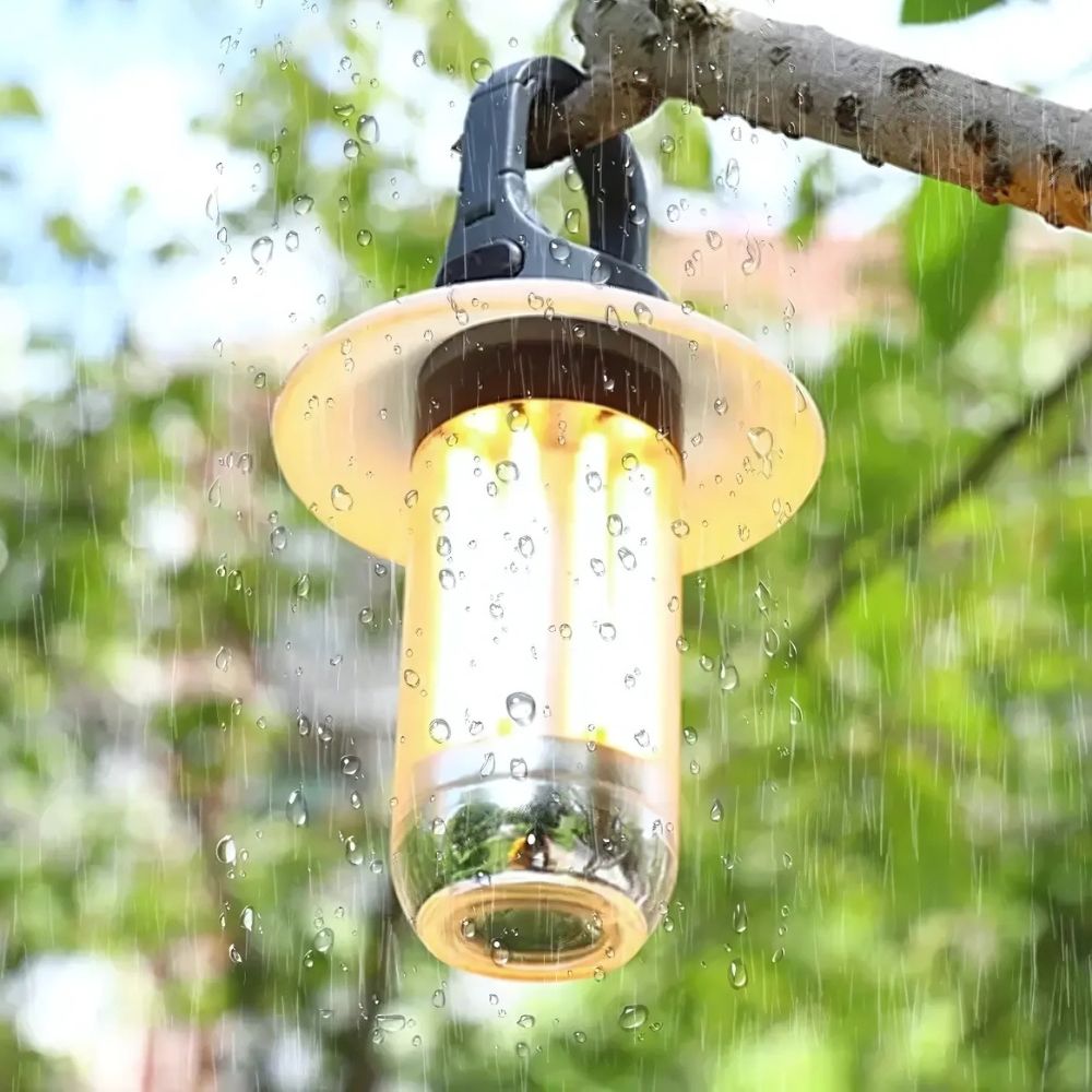 Wiederaufladbare LED-Campinglampe als Zeltlampe und Handleuchte für Camping und Wandern – 5 Leuchtmodi, USB-Akku, IPX4, Haken