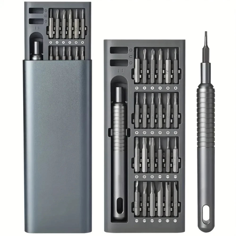 Präzisions-Schraubendreher-Set 51-in-1 mit 48 magnetischen Bits für Handy, Laptop und Brille – Bits aus S2-Stahl, Aluminiumgriff, im Etui