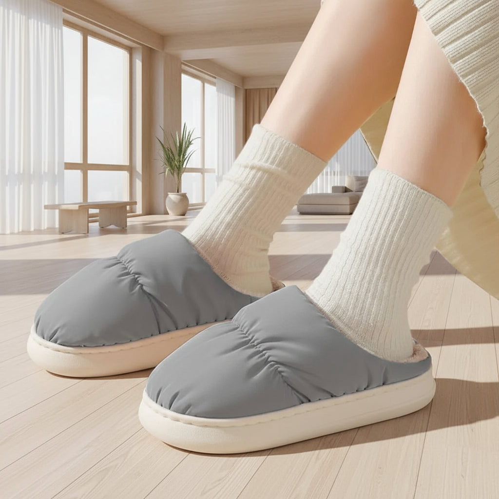Beheizbare Hausschuhe mit gestepptem Obermaterial und Plüschfutter für Zuhause und Büro – USB-Heizung, Unisex, Einheitsgröße, 3 Farben