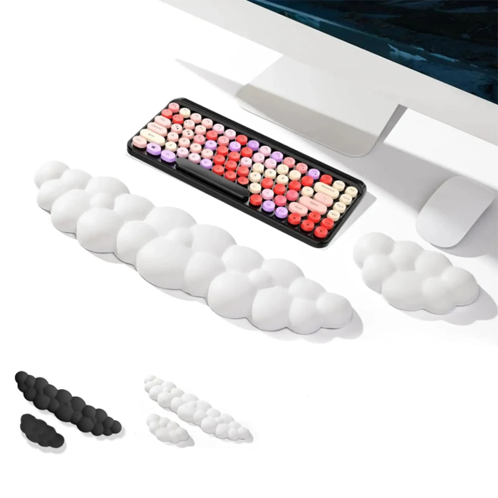 Handgelenkauflage aus Memory-Schaum im Wolken-Design für Tastatur und Maus – weiche Stütze für Schreibtisch, Schwarz oder Weiß
