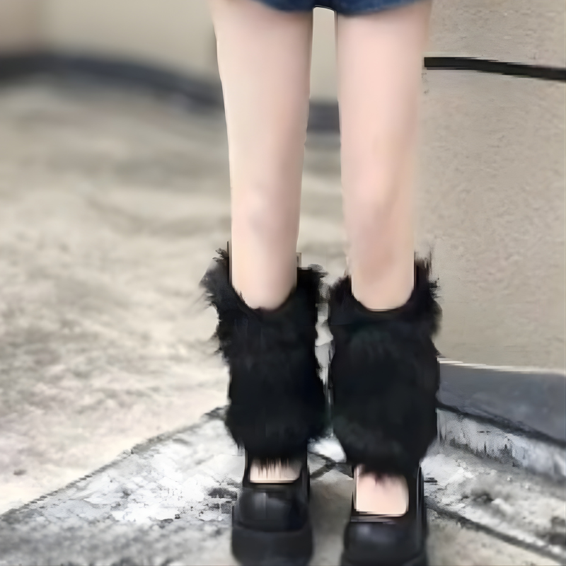 Kunstfell-Beinstulpen für Damen für Herbst und Winter – flauschig, warm, über Schuh oder Stiefel getragen, Größen S, M und L