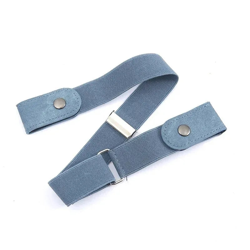 Elastischer Gürtel ohne Schnalle, unsichtbar unter der Kleidung, für Jeans und Hosen – flexibles Band, Schwarz, Hellblau oder Grau