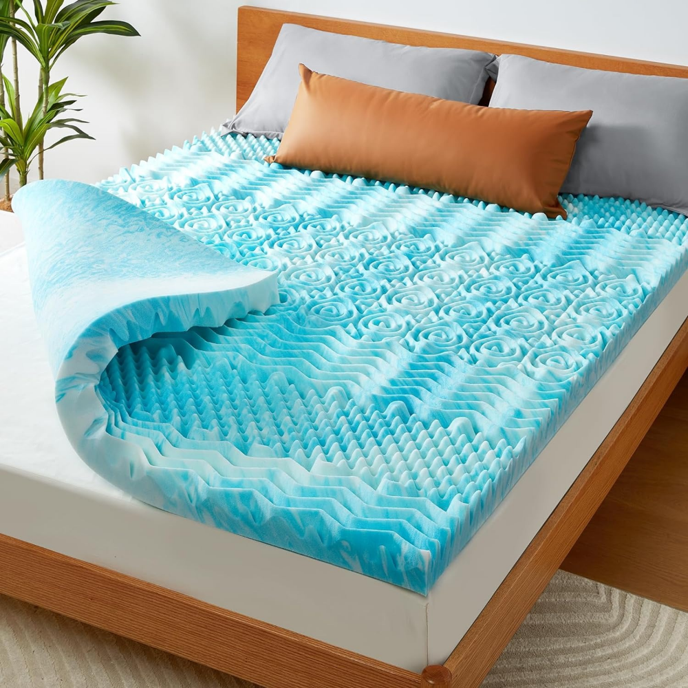 Kühlende Matratzenauflage aus Noppenschaum für Schlafzimmer und Gästebett – 5 oder 7,5 cm hoch, Full, Queen oder King, Topper