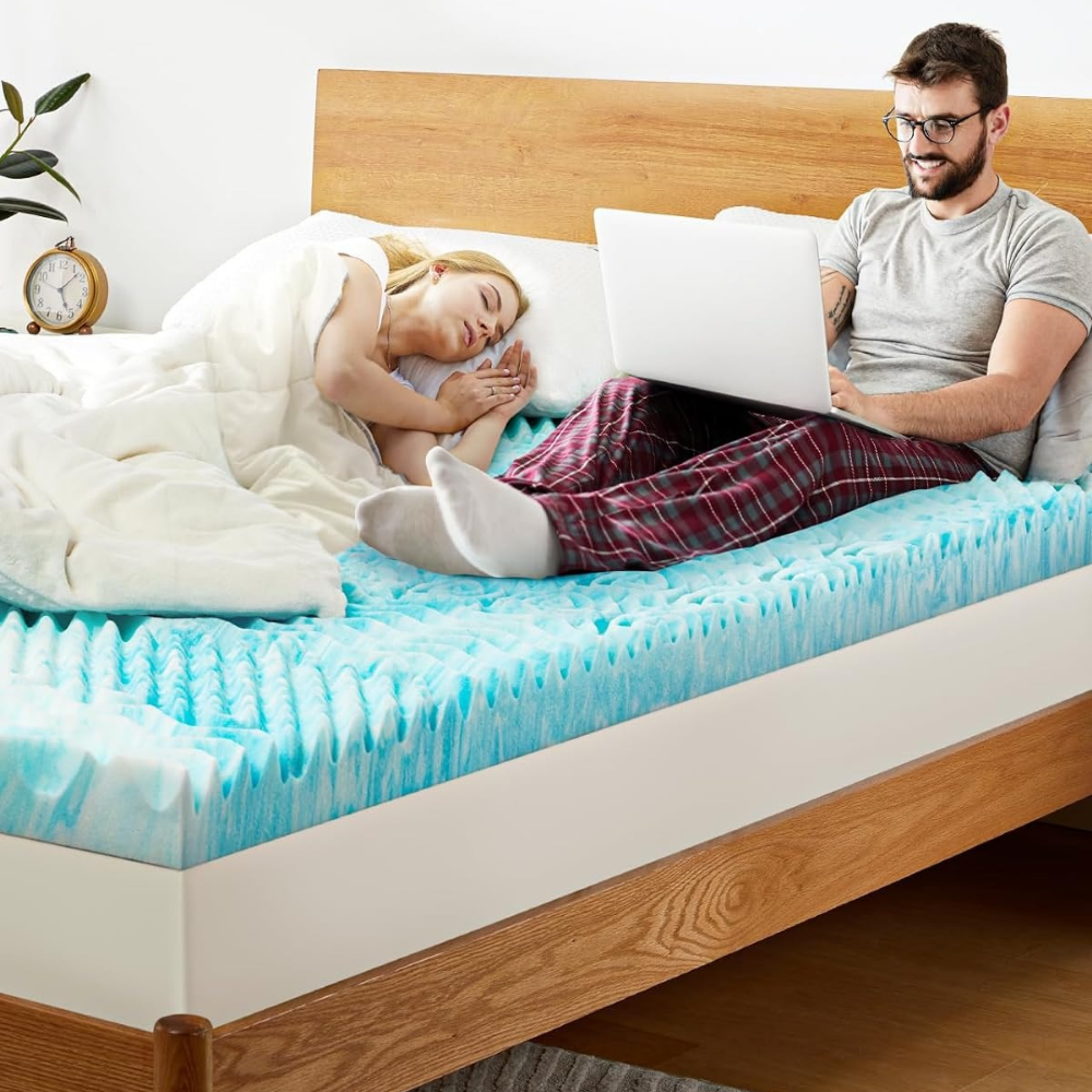 Kühlende Matratzenauflage aus Noppenschaum für Schlafzimmer und Gästebett – 5 oder 7,5 cm hoch, Full, Queen oder King, Topper