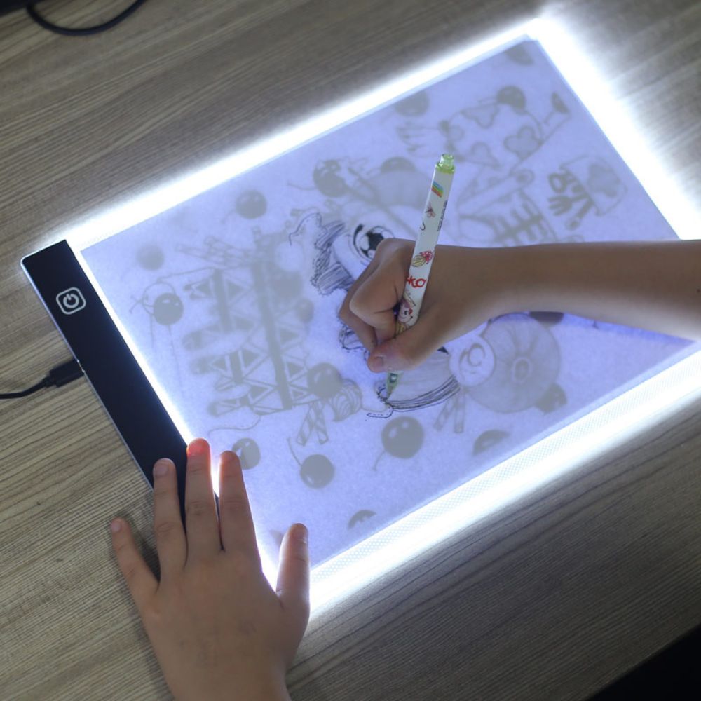 Ultradünne LED-Leuchtplatte zum Abpausen und Zeichnen für Kalligrafie und Skizzen – A4 (30 × 20 cm) oder A5 (24 × 15 cm), 3 Helligkeitsstufen, USB