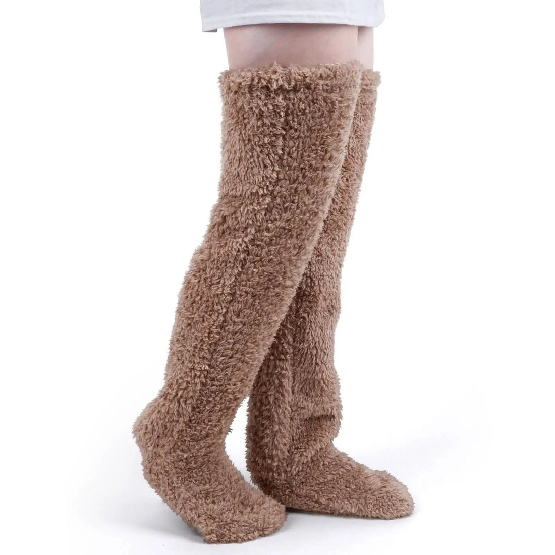 Flauschige warme Overknee-Socken für Damen für Zuhause und kalte Tage – lang über das Knie, kuschelig weich
