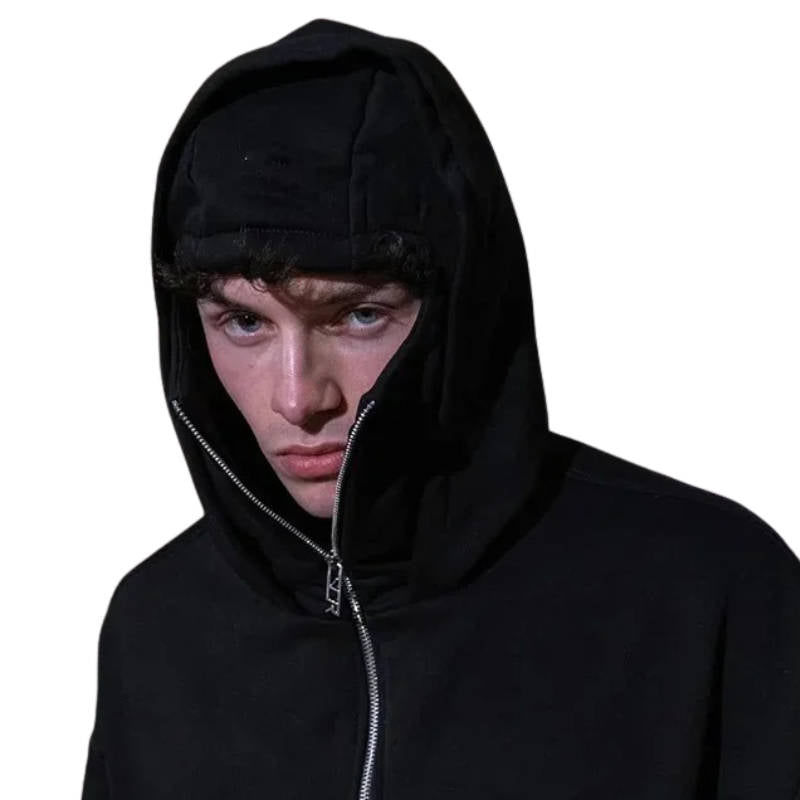 Unisex-Balaclava-Hoodie mit durchgehendem Reißverschluss im Streetwear-Stil für Herbst und Winter – Kapuzenjacke, 5 Farben