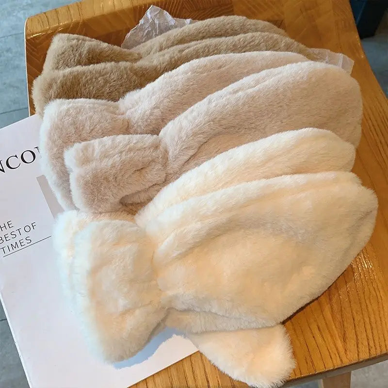 Flauschige Plüsch-Fäustlinge für Winterspaziergang, Arbeitsweg und Alltag – kuschelige Fäustlinge, 6 Farben von Grau bis Schwarz