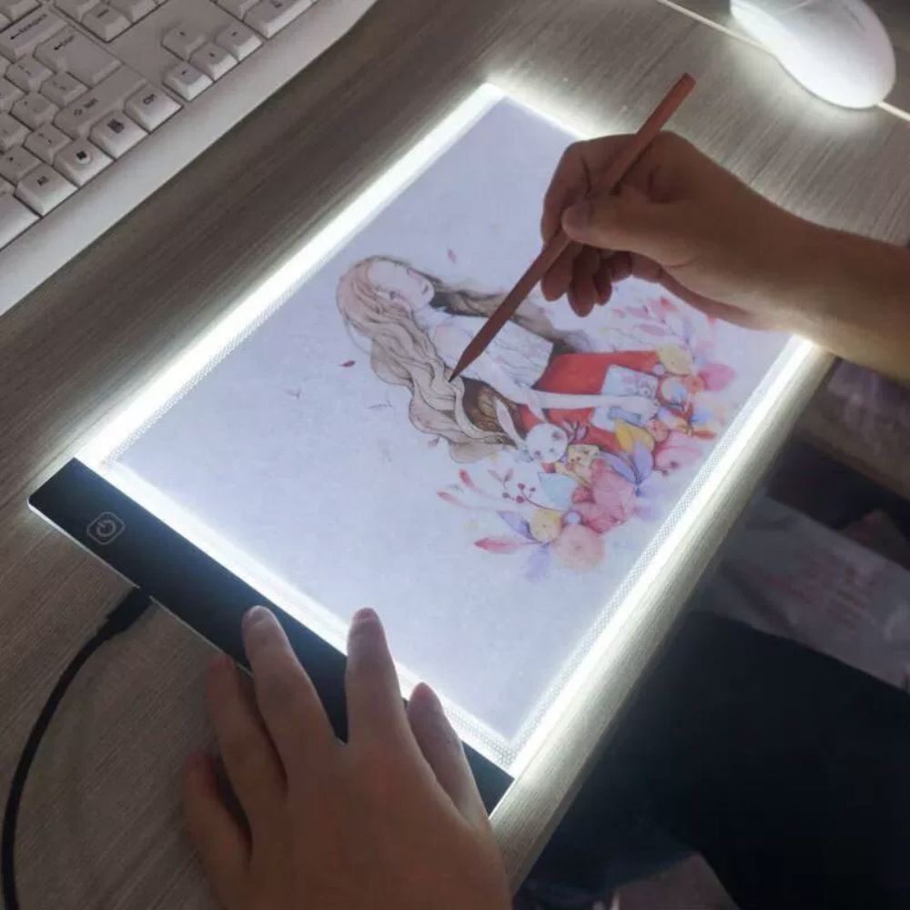 Ultradünne LED-Leuchtplatte zum Abpausen und Zeichnen für Kalligrafie und Skizzen – A4 (30 × 20 cm) oder A5 (24 × 15 cm), 3 Helligkeitsstufen, USB