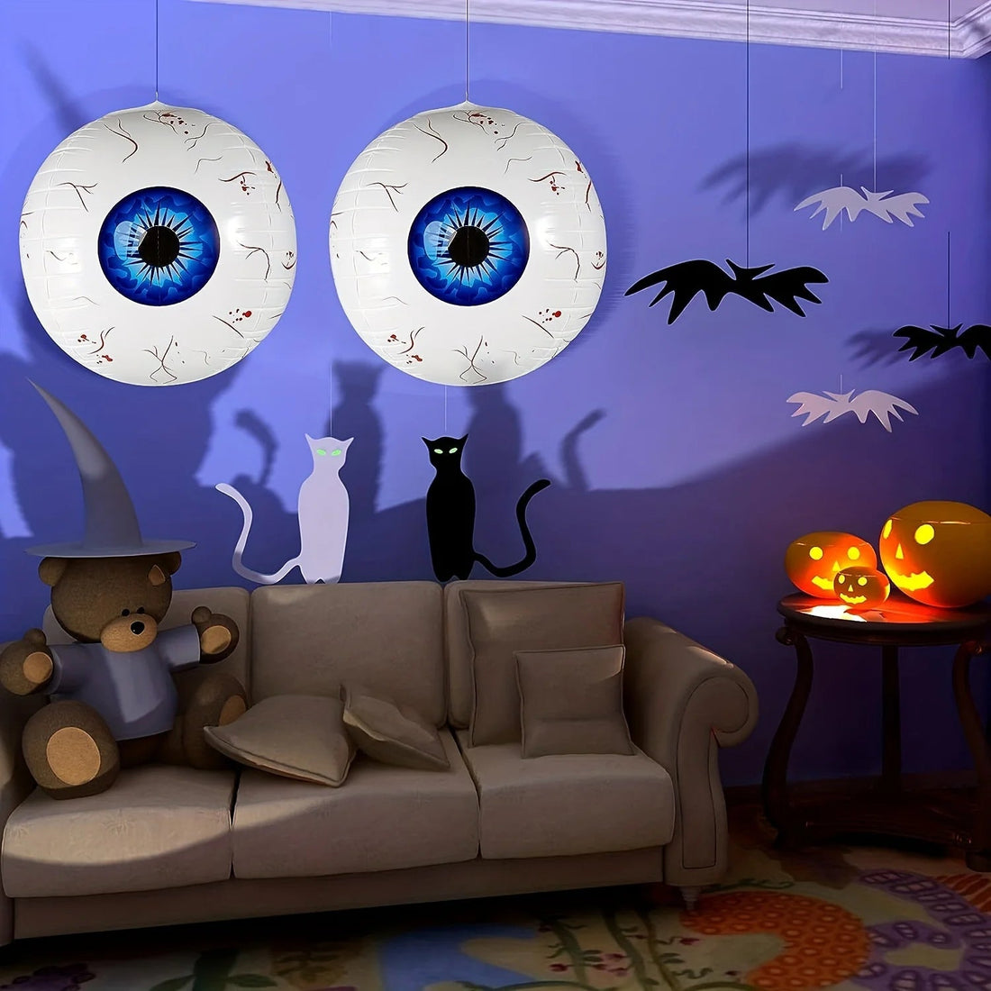 Augapfel-Folienballon als Halloween-Deko für Partyraum, Garten und Geisterhaus – 56 cm, Aluminiumfolie, wiederverwendbar, 3 Farben