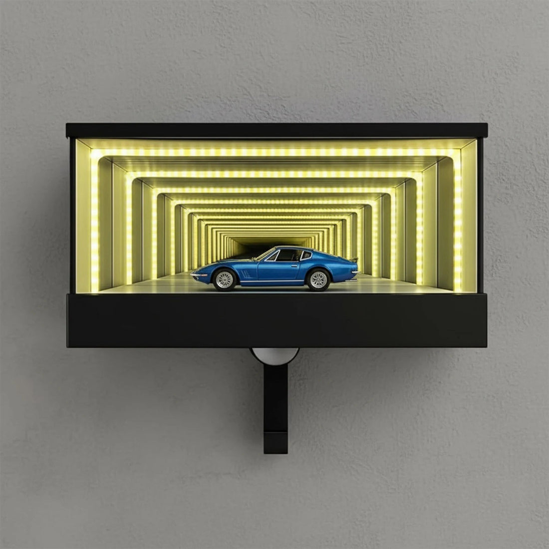 Schlüsselbrett mit Infinity-LED-Tunnel aus dem 3D-Druck für Flur, Garderobe und Eingang – zur Wandmontage, Schlüsselhaken, ca. 15,5 × 7,7 × 7 cm