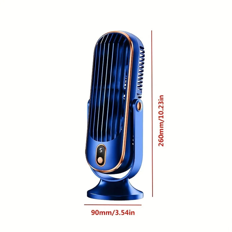 Kompakter Akku-Tischventilator für Schreibtisch, Schlafzimmer und Reisen – 4000 mAh, USB-Ladung, Tastenbedienung, leise, Blau oder Weiß