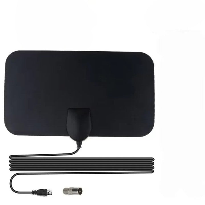 Flache Zimmerantenne für digitales Fernsehen zur Montage an Wand oder Fenster – bis 80 km Reichweite, VHF/UHF, 3 m Kabel, selbstklebend, 0,5 mm