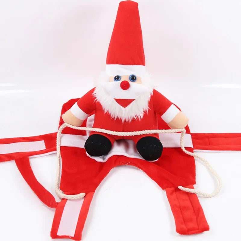 Hundekostüm Weihnachten mit reitendem Santa für Weihnachtsfeier und Fotos – lustige Verkleidung für Hunde in S, M oder L