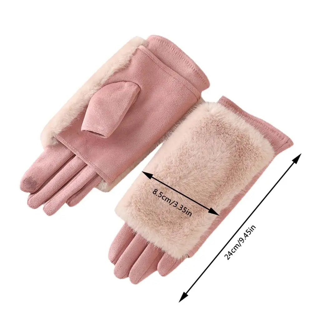 Winterhandschuhe in Wildleder-Optik mit Fellbesatz auf dem Handrücken für Damen, Alltag und Stadt – touchscreenfähig, warm, in 5 Farben