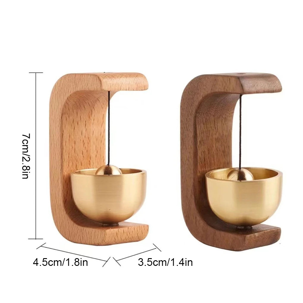 Türglocke aus Holz mit Messingglocke für Ladentür, Haustür und Café – magnetisch oder zum Kleben, ohne Strom, Vintage-Stil, helles oder dunkles Holz