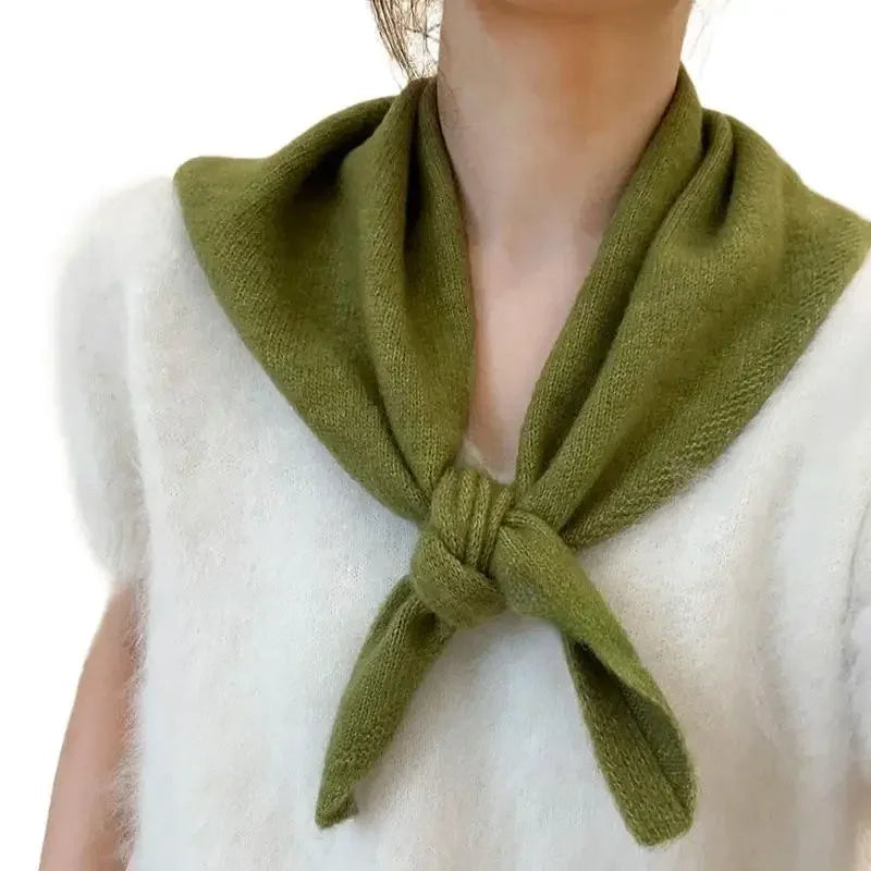 Strickschal im Korea-Style für Damen für Herbst und Winter – schlicht, gestrickt, in Schwarz, Grau, Grün, Rot und Weiß
