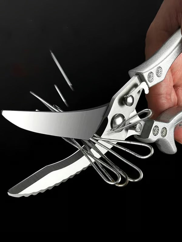Geflügelschere aus Edelstahl mit Feder und Sicherheitsverschluss zum Zerlegen von Fleisch und Fisch – 3,5 mm Klinge, Fischschupper, Flaschenöffner