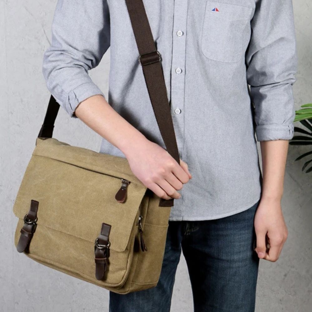 Canvas-Umhängetasche für Herren im Vintage-Stil für Alltag, Uni und Reisen – robuster Stoff mit Patina, in 5 Farben