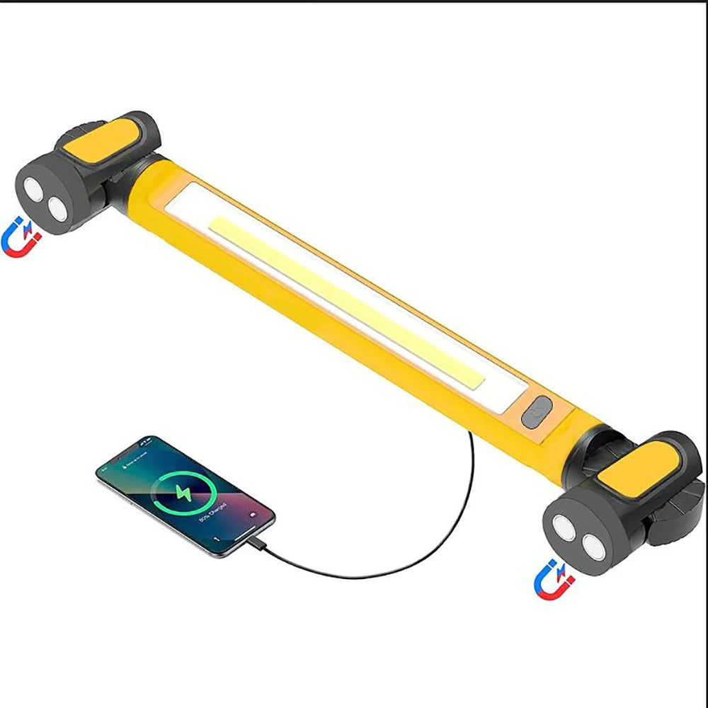 Teilbare Akku-LED-Arbeitsleuchte mit Magnetfuß für Garage, Baustelle und Heimwerken – 2400 lm, 33-cm-COB-Leiste, 5200 mAh, USB-C, Rot oder Gelb