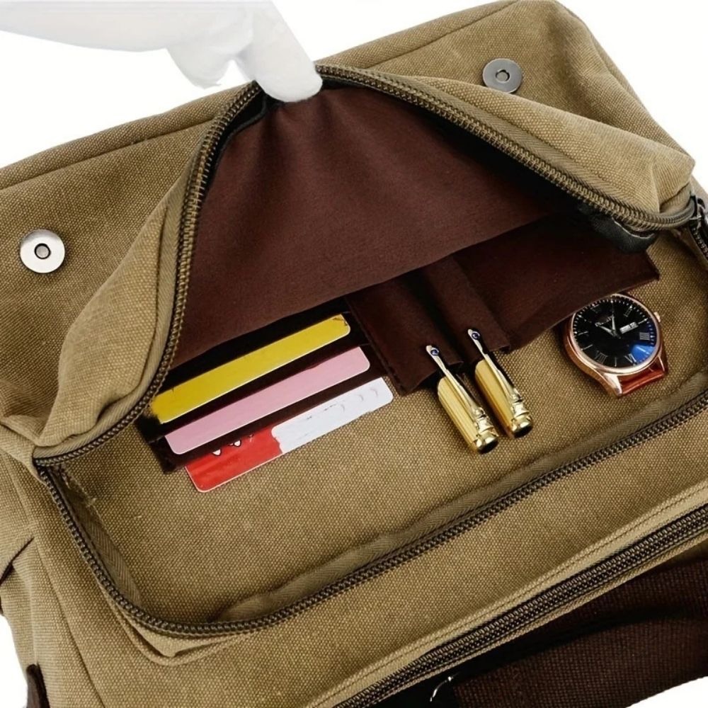 Canvas-Umhängetasche für Herren im Vintage-Stil für Alltag, Uni und Reisen – robuster Stoff mit Patina, in 5 Farben