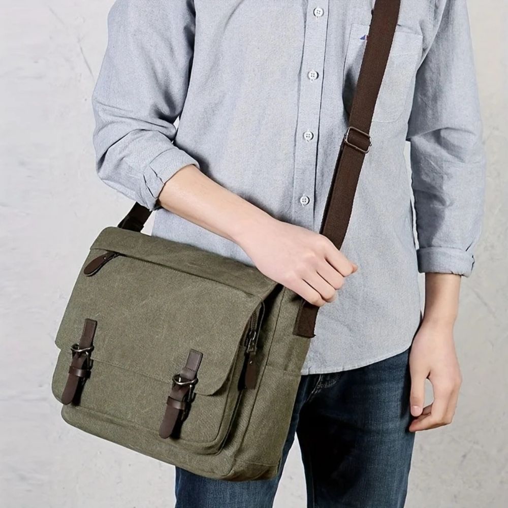 Canvas-Umhängetasche für Herren im Vintage-Stil für Alltag, Uni und Reisen – robuster Stoff mit Patina, in 5 Farben