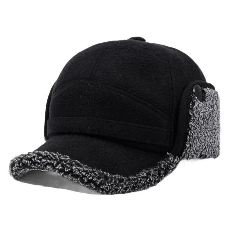 Basecap mit Fleece-Ohrenklappen für Herbst und Winter im Freien – warme Ohrenklappen, Schirm, für Outdoor und Arbeit