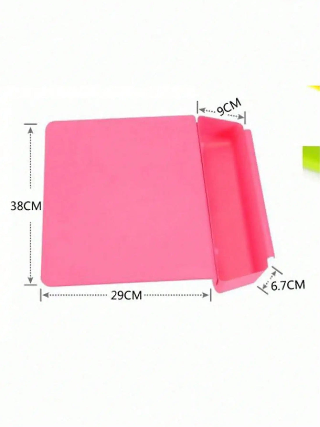 Schneidebrett 2 in 1 mit Auffangschale und Beutelhalter aus PP für Obst, Gemüse und Fleisch – 38 × 38 × 7 cm, spülmaschinenfest, Grün oder Pink