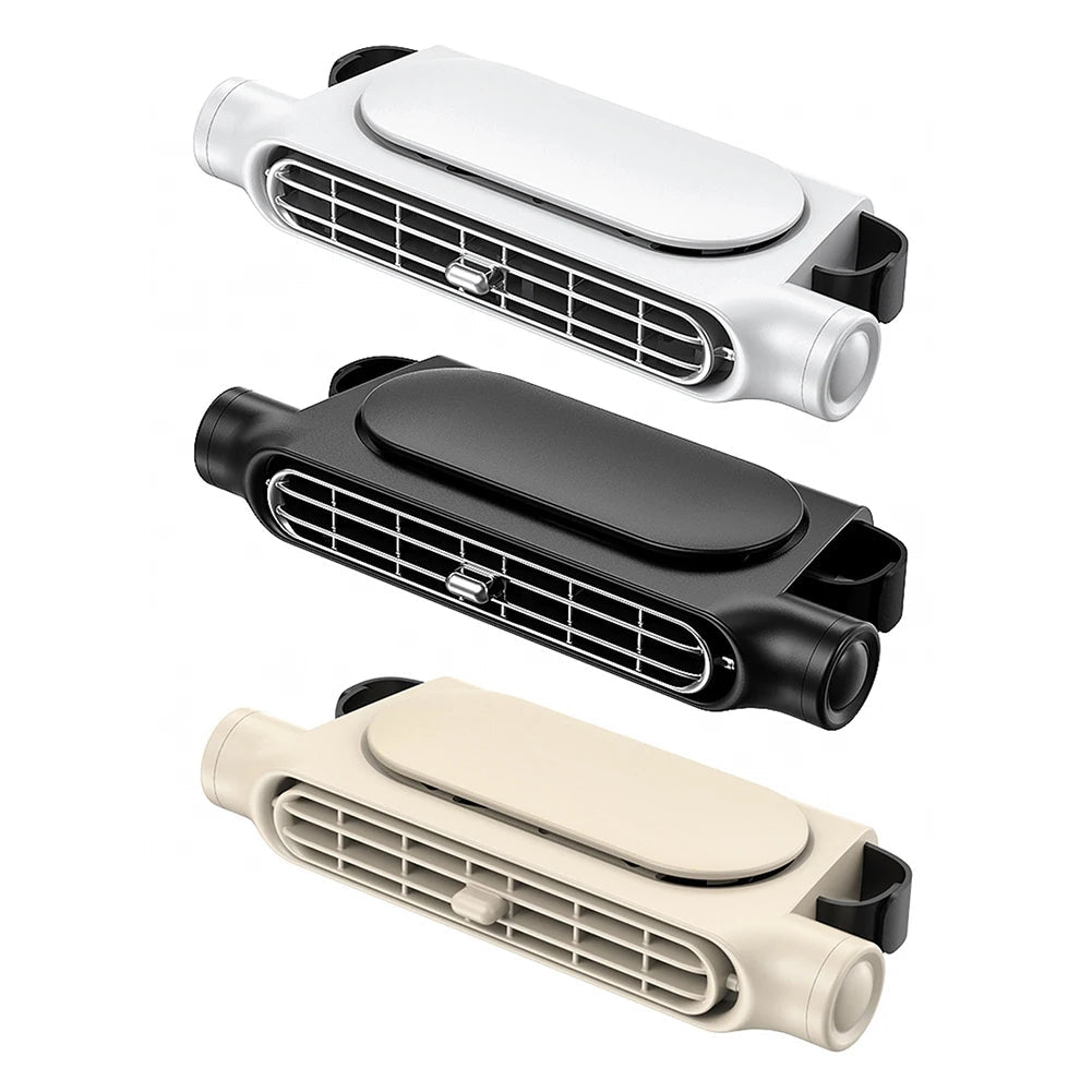 Kopfstützen-Ventilator mit Doppelturbine für Rücksitz und Beifahrer im Auto – 3 Stufen, USB-Betrieb, ca. 17,5 × 7,5 × 3,4 cm, 3 Farben