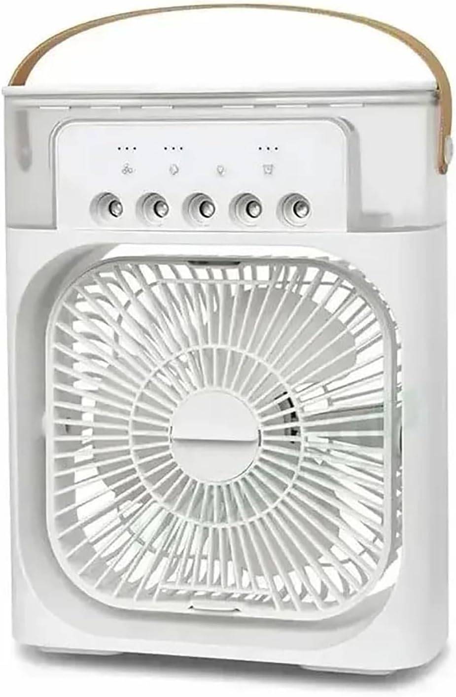 Tischventilator mit Sprühnebel und 600-ml-Tank für Schreibtisch und Arbeitsplatz – 3 Stufen, 180° drehbar, 7 LED-Farben, Timer, USB-C